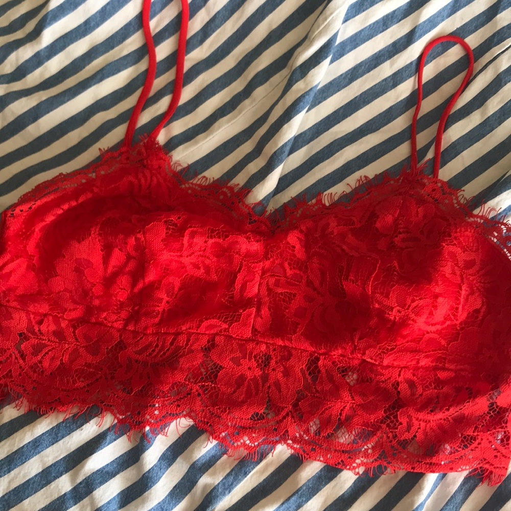 red lace crop top bralette small